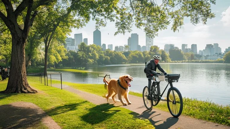 Pedale com seu cachorro em parques urbanos: prepare-se
